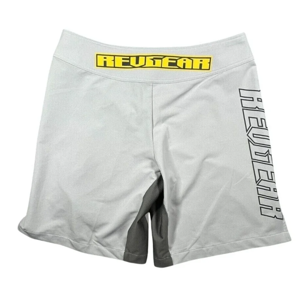 Revgear‎ MMA Board Shorts Mens XXL Grey Yellow Graphic Pro Fight Gear Training